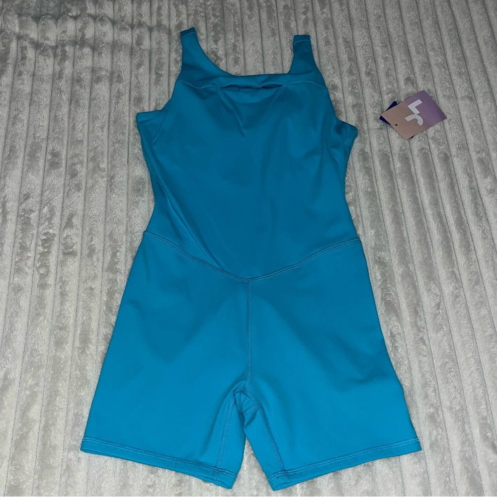 NWT! JoyLab Activewear Shorts Bodysuit in Aqua Blue • Size Small